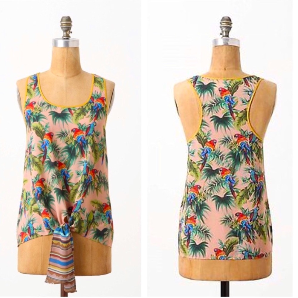 ANTHROPOLOGIE Dream Daily Henga Parrot Print Tank